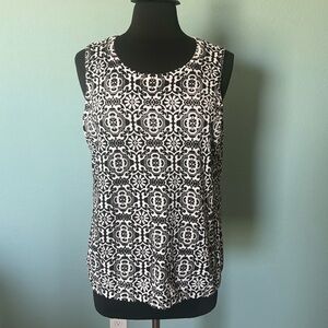 Chicos coordinating tank and sweater set, black and white pattern.